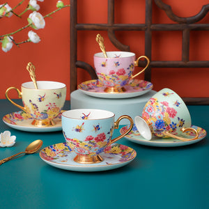 Peranakan Fine Bone China Coffee Cup and Saucer Set with Spoon, Tea Cup  T2 gift set