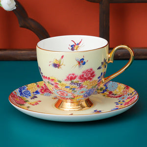 Peranakan Fine Bone China Coffee Cup and Saucer Set with Spoon, Tea Cup  T2 gift set