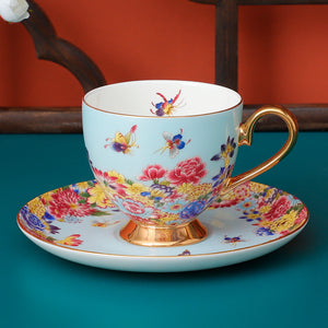 Peranakan Fine Bone China Coffee Cup and Saucer Set with Spoon, Tea Cup  T2 gift set