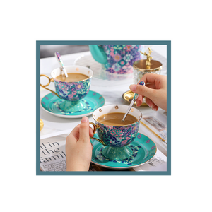 Coffee Tea Cup and Saucer Set with Gift Box Luxury  Bone China Ceramic Afternoon Tea Cup  Gift