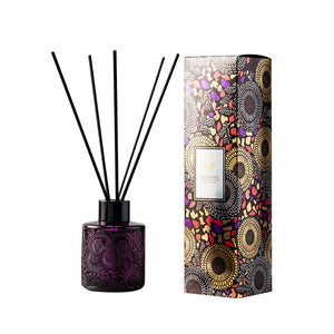 100ml Reed Diffuser Coloured Relief Glass, Black Reed sticks, Natural home fragrance