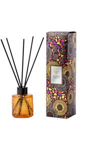 100ml Reed Diffuser Coloured Relief Glass, Black Reed sticks, Natural home fragrance