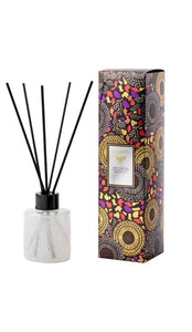 100ml Reed Diffuser Coloured Relief Glass, Black Reed sticks, Natural home fragrance