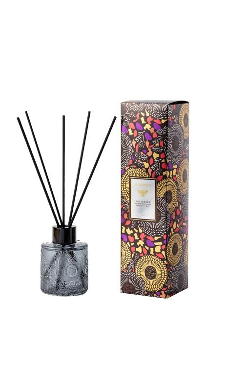 100ml Reed Diffuser Coloured Relief Glass, Black Reed sticks, Natural home fragrance